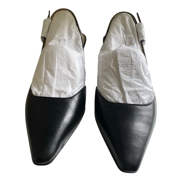 Naturalizer Womens Dalary Black Leather Pointed Toe Slingback Heels Shoes