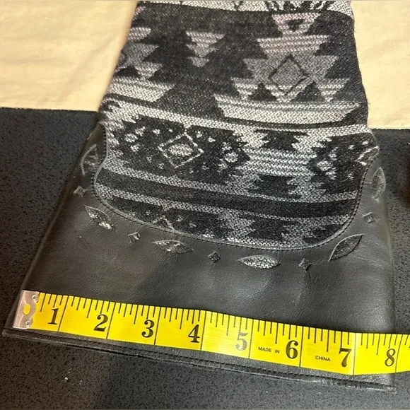 Naughty Monkey Black Leather &amp; Southwest Woven Design Boots Women’s Size 10