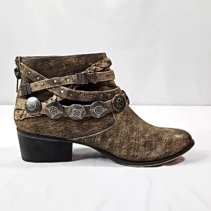 Naughty Monkey Womens Star Studded Strappy Gray Booties Size 9