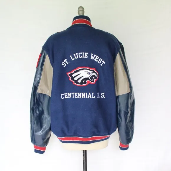 NEFF Eagle High school Wool Vegan leather Varsity Letterman wool bomber jacket