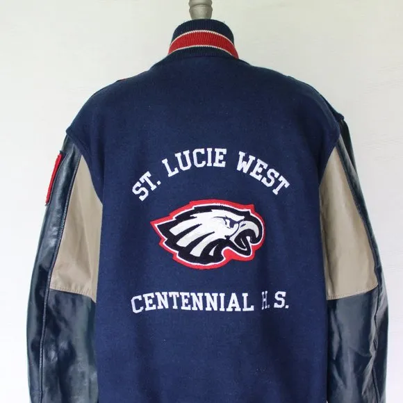 NEFF Eagle High school Wool Vegan leather Varsity Letterman wool bomber jacket