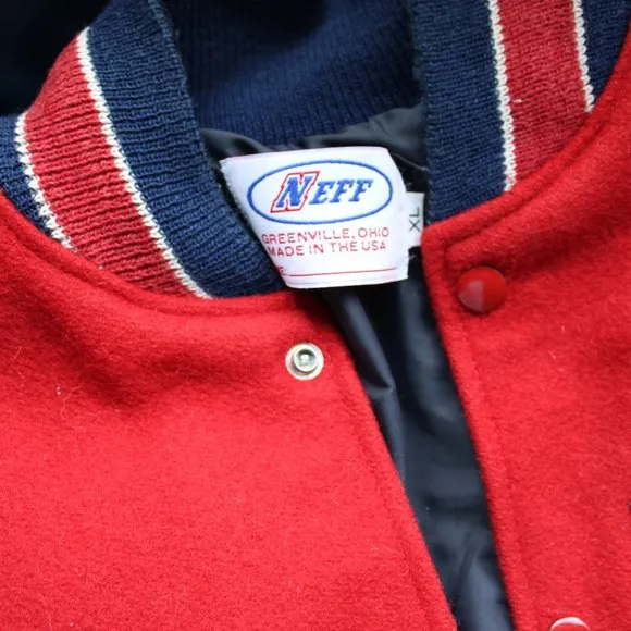 NEFF Eagle High school Wool Vegan leather Varsity Letterman wool bomber jacket