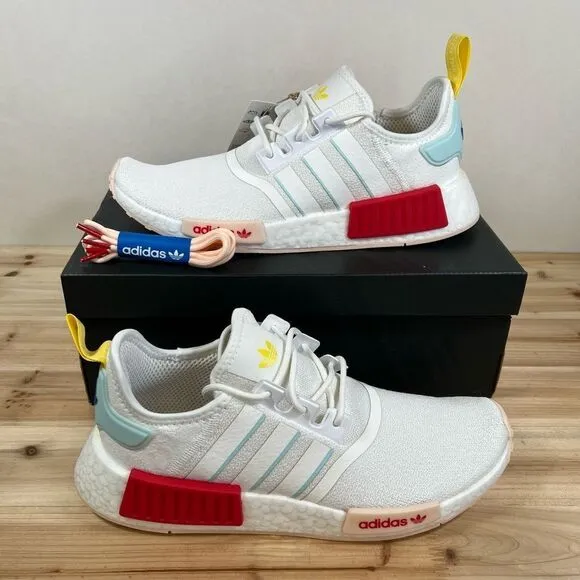 NEW Adidas NMD R1 womens running shoes 9.5 White Almost blue vivid