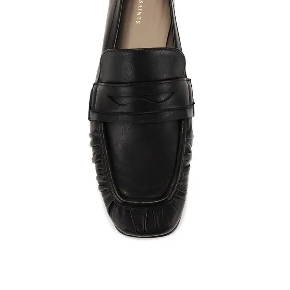 NEW ALLSAINTS Sapphire Loafer in Black LEATHER FLAT SHOES