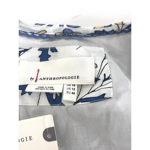 NEW Anthropologie Roberta Midi Dress Size 12 Blue Floral Bohemian