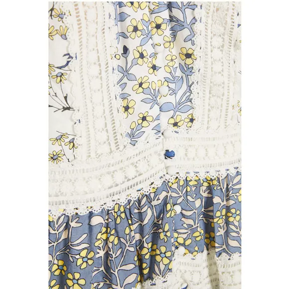 NEW Anthropologie Roberta Midi Dress Size 12 Blue Floral Bohemian