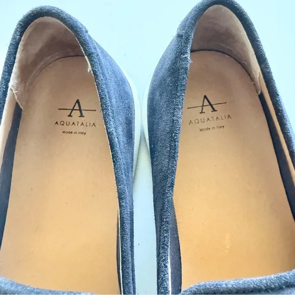 New Aquatalia Blue Karsyn Suede Slip-On Loafer Shoes Size 10