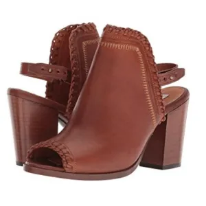 NEW! ARIAT Two24 Sundance Cognac Peep Toe Leather Booties Boots 10.