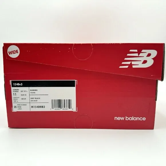New Balance 1540v3 Running Shoes Men's Size 11 Wide 2E M1540MB3 Grey Black NEW