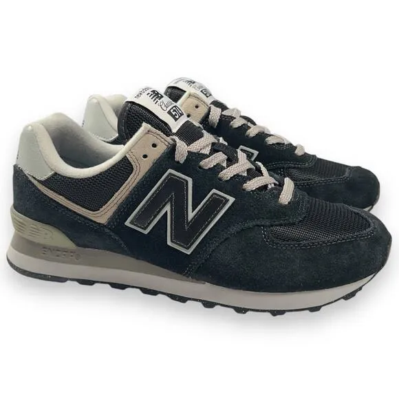 New Balance 574 Mens 8 WIDE 2E Core Pack Black Grey Lifestyle Running Shoes