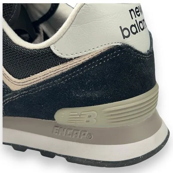 New Balance 574 Mens 8 WIDE 2E Core Pack Black Grey Lifestyle Running Shoes