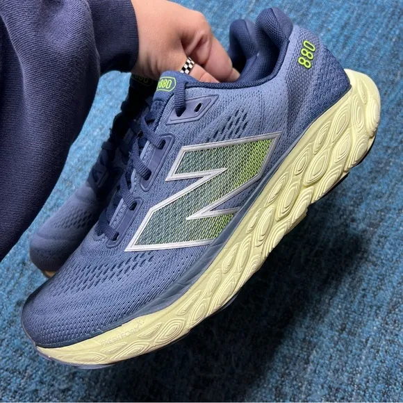 New Balance 880v14 Running Shoes in Arctic Grey Limelight Navy WIDE Width 2E