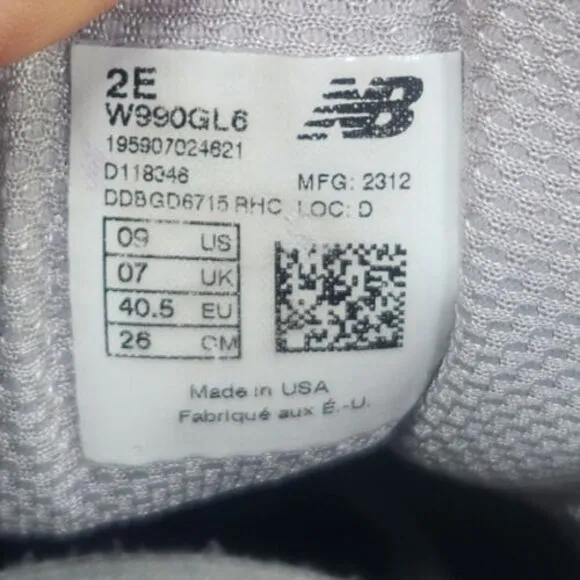 New Balance 990 v6 Womens Sz 9 EE Wide Gray Castlerock Shoes Made in USA W990GL6