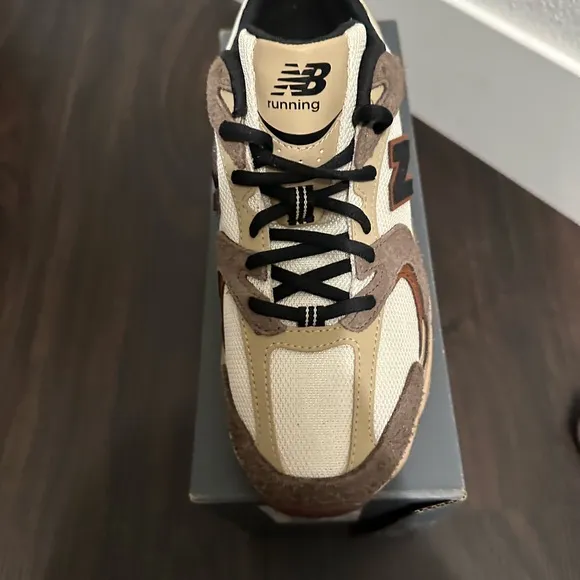New Balance Cream and Brown Athletic Shoes with Cushioned Sole