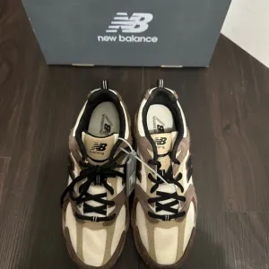 New Balance Cream and Brown Athletic Shoes with Cushioned Sole