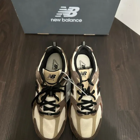 New Balance Cream and Brown Athletic Shoes with Cushioned Sole