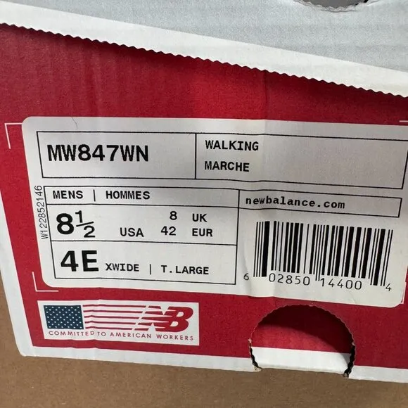 New Balance Sneakers Mens 8.5 4E X-Wide White Blue Walking MW847WN Shoes NEW
