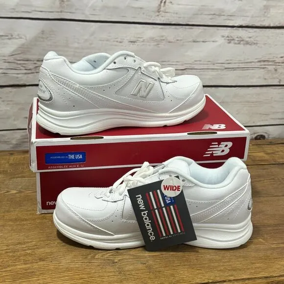 New Balance Womens 577 White Walking Shoes Sneakers 7 Wide Comfort Athletic Box