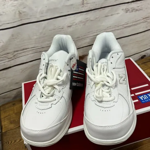 New Balance Womens 577 White Walking Shoes Sneakers 7 Wide Comfort Athletic Box