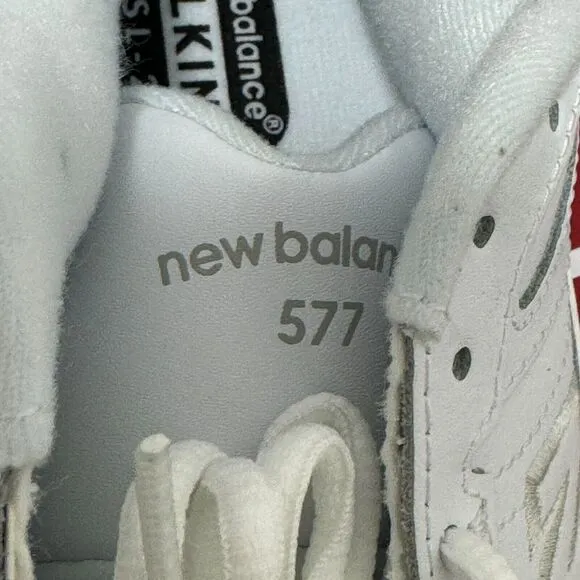 New Balance Womens 577 White Walking Shoes Sneakers 7 Wide Comfort Athletic Box