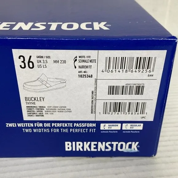 New Birkenstock Buckley‎ Nubuck Leather Clog EU36 Thyme Narrow Fit 1025348