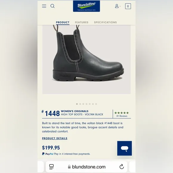 NEW Blundstone 1448 Originals High Top black Boots AUsize 8 /US women 11  /EU 42