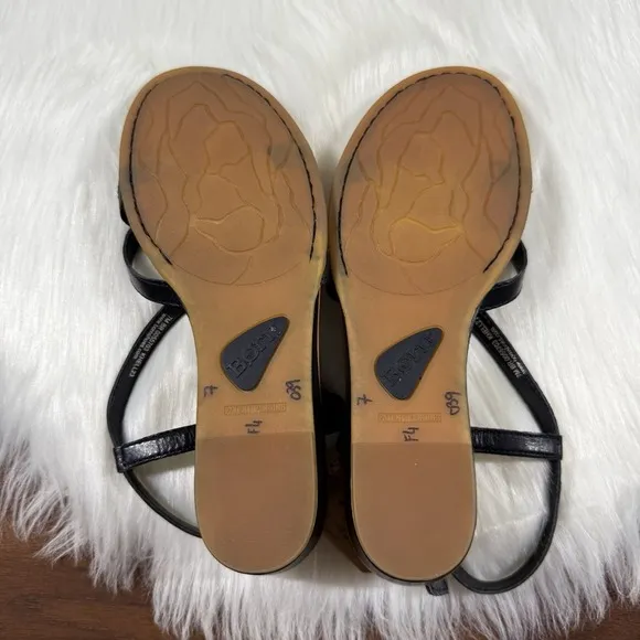 NEW Born Women's Size 7 M Black‎ Leather Sibyl Wedge Comfort Sandals Shoes