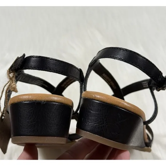 NEW Born Women's Size 7 M Black‎ Leather Sibyl Wedge Comfort Sandals Shoes