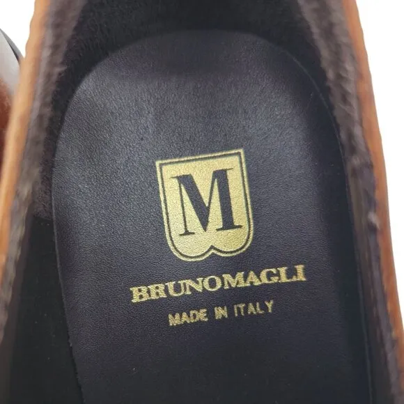 New Bruno Magli Italy Brown Leather Suede Wingtip Oxfords Mens 10M Dress Shoes