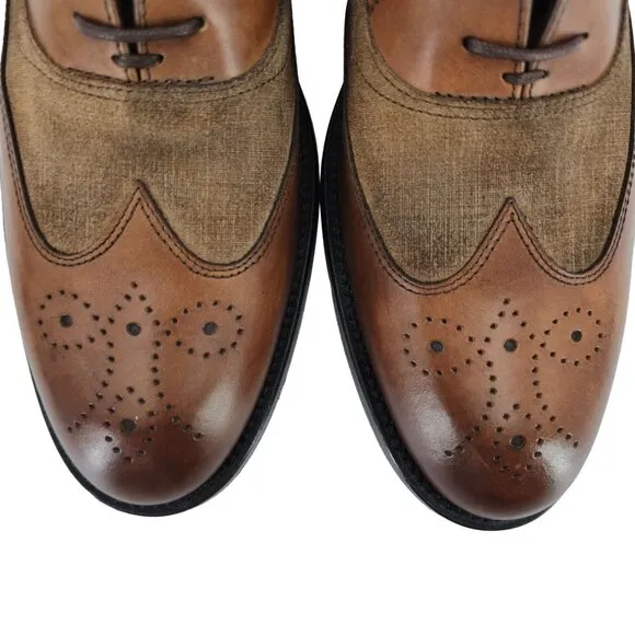 New Bruno Magli Italy Brown Leather Suede Wingtip Oxfords Mens 10M Dress Shoes