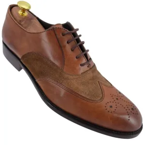 New Bruno Magli Italy Brown Leather Suede Wingtip Oxfords Mens 10M Dress Shoes