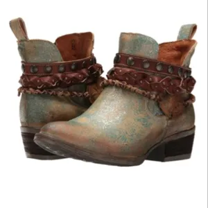 New Circle G By Corral Women's Boots - Harness &amp; Stud Shortie - Green, 10