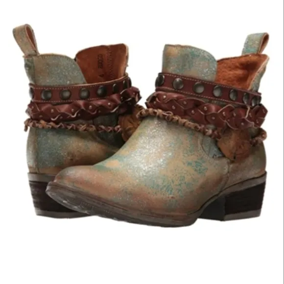 New Circle G By Corral Women's Boots - Harness &amp; Stud Shortie - Green, 10