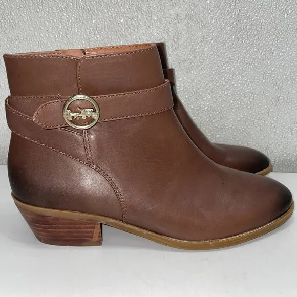 NEW COACH Debi Leather Bootie – Women's 7 – Brown – New Without Box