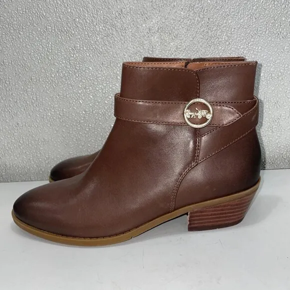 NEW COACH Debi Leather Bootie – Women's 7 – Brown – New Without Box