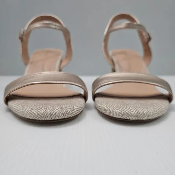 NEW Cole Haan Josie Sandal Strappy Block Heel Rose Gold Leather Tweed Size 10