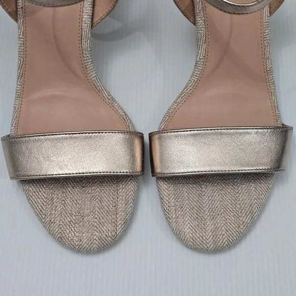 NEW Cole Haan Josie Sandal Strappy Block Heel Rose Gold Leather Tweed Size 10