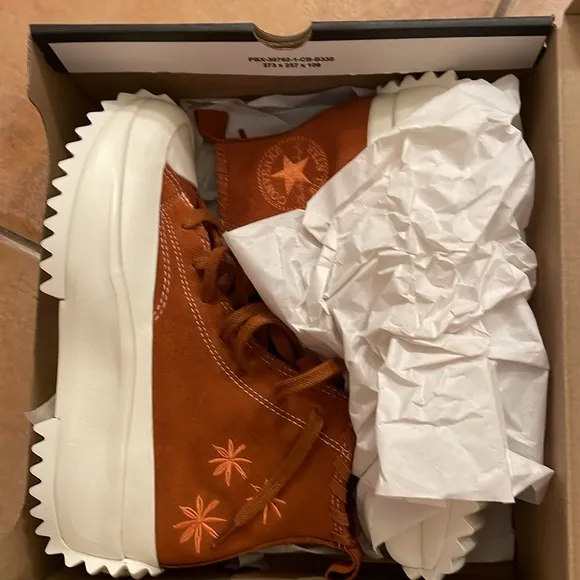 🌼New CONVERSE HI HI Chucks Run Star Hike Amber Platform High Top Sneakers 6.5