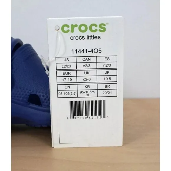 New Crocs Littles Blue Baby Slip On Water Outdoor Shoes Size 2 3
