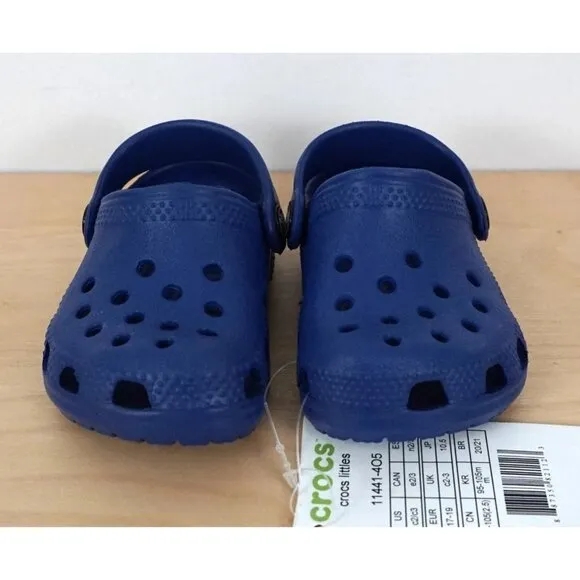 New Crocs Littles Blue Baby Slip On Water Outdoor Shoes Size 2 3