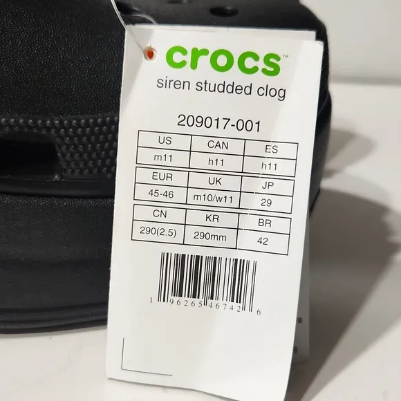NEW! Crocs Siren Studded Platform Clog Slip-On Black Shoes