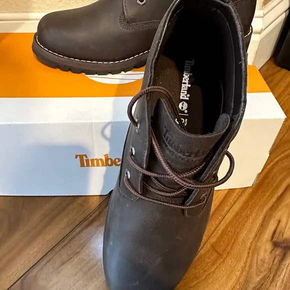 New dark brown timberland larchmont leather boots men’s Sz 7