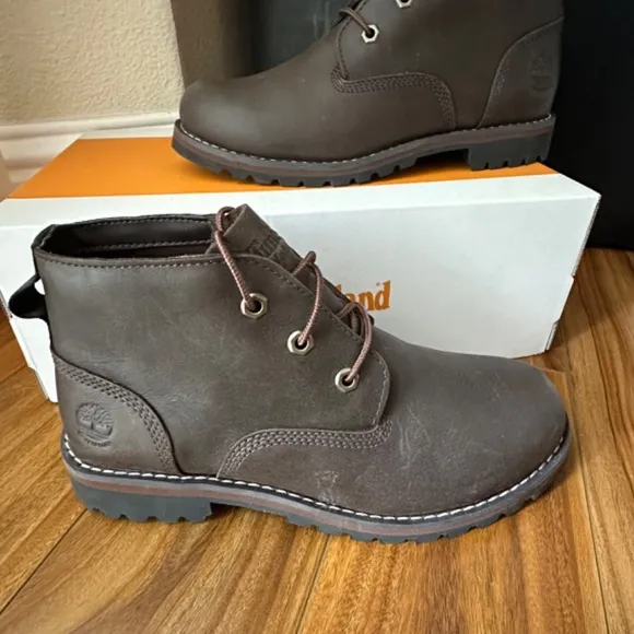 New dark brown timberland larchmont leather boots men’s Sz 7
