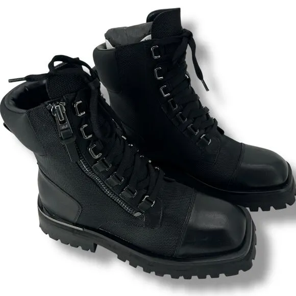 NEW DKNY Black River Boots Size 8 Rugged Look Lace up Moto Biker Chunky NWT