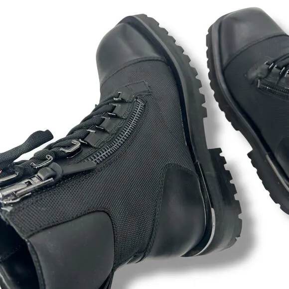 NEW DKNY Black River Boots Size 8 Rugged Look Lace up Moto Biker Chunky NWT