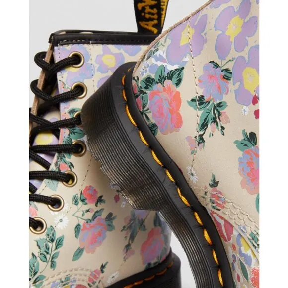 NEW Dr Martens 1460 Floral Leather Lace Up Boots Size 5