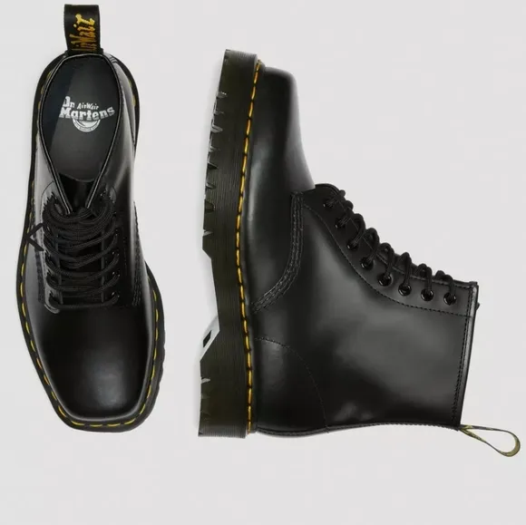 NEW Dr Martens black leather 1460 Bex Squared Toe Leather Lace Up Boots 8