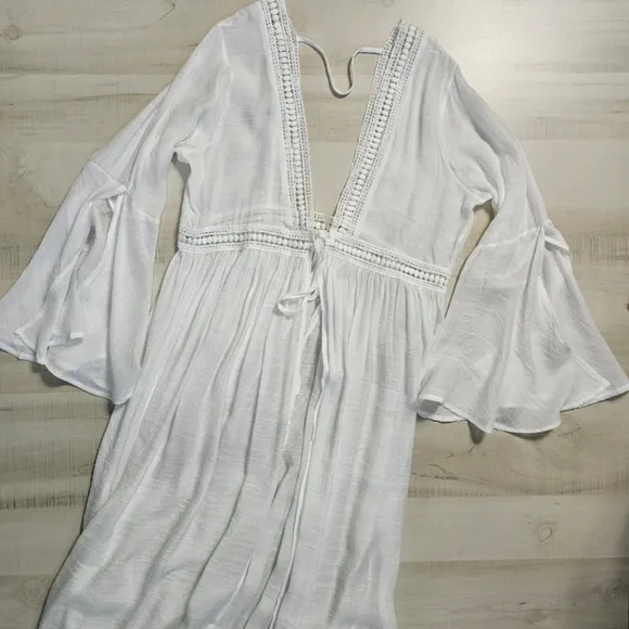 NEW Dreamy Boho Lace Maxi Duster Kimono Dress White