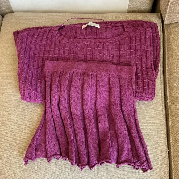 NEW Free People Kenzie Sweater Knit Set - Cactus Rose Pink Casual Cotton