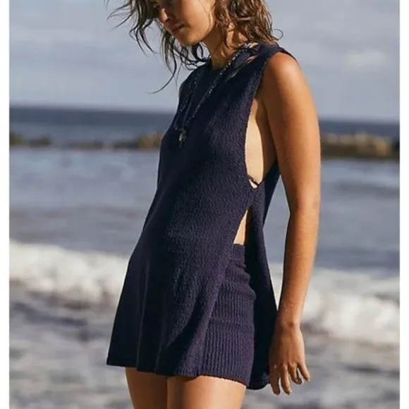 NEW Free People Miranda Sweater Co-Ord Two-Piece Set - Navy Blue